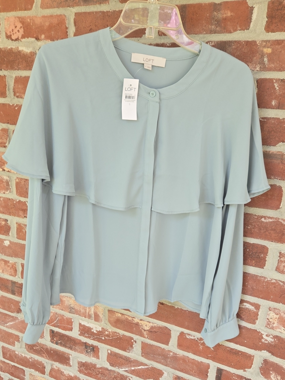 LOFT Green Layered Cape Blouse